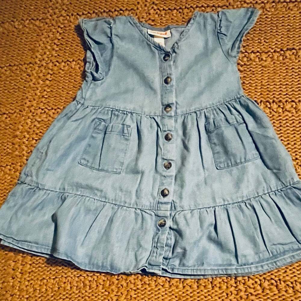 Cat & Jack Girls 18 months Chambray Blue Fit & Flare Button-Front Dress